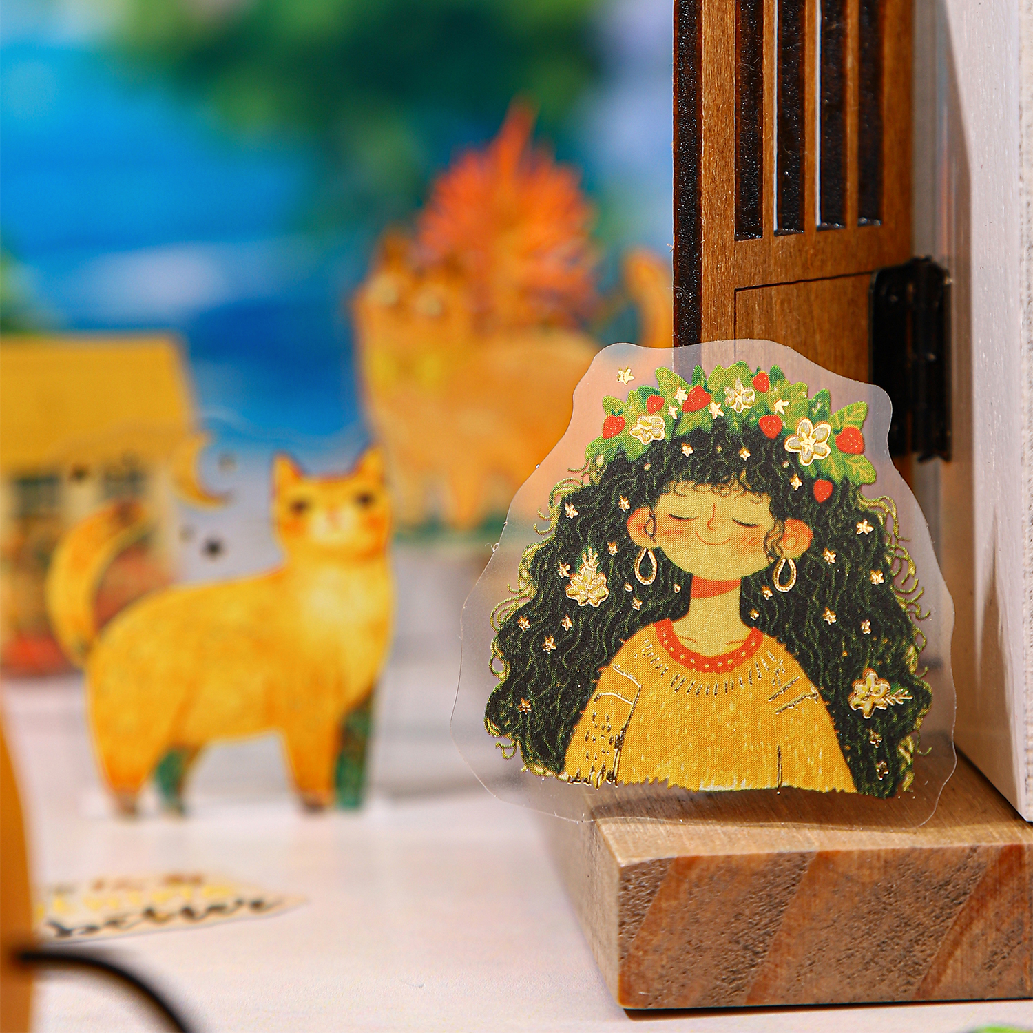 PET 브론징 스티커 - 홀리데이 팩트 시리즈 귀여운 캐릭터 꽃