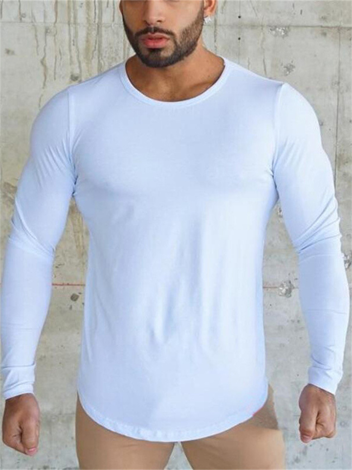 Men's T shirt Tee Plain Crew Neck Street Vacation Long Sleeve Clothing Apparel Designer Basic Modern Contemporary