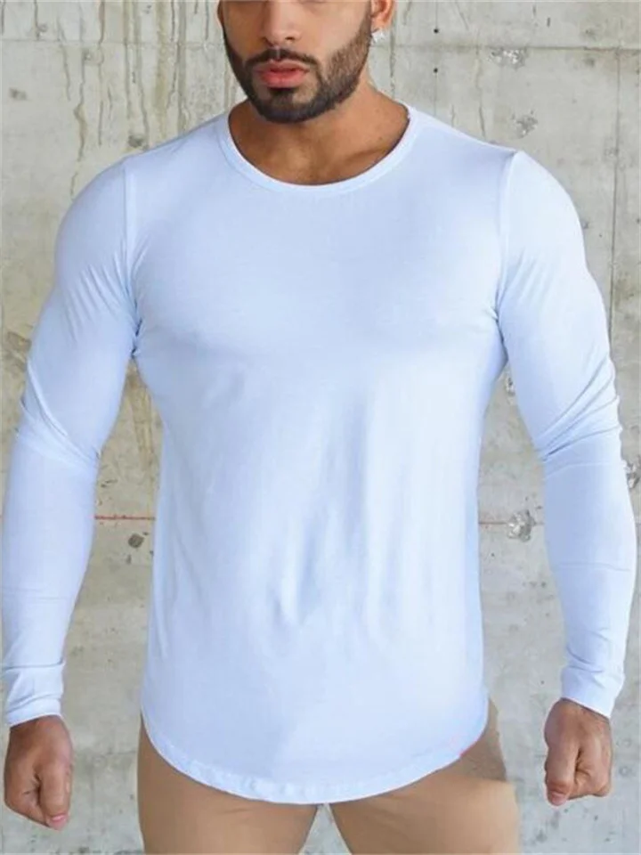 Men's T shirt Tee Plain Crew Neck Street Vacation Long Sleeve Clothing Apparel Designer Basic Modern Contemporary | 168DEAL