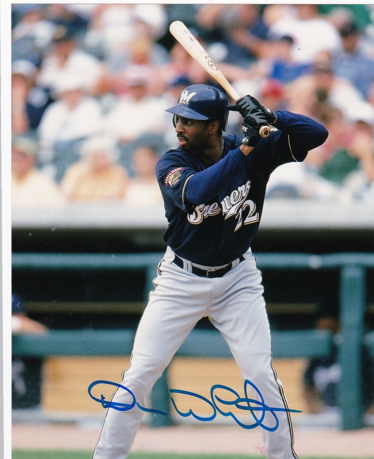 DEVON WHITE MILWAUKEE BREWERS ACTION SIGNED 8x10