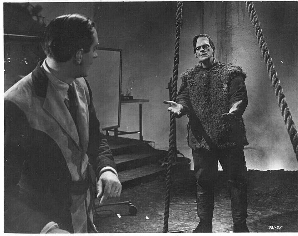 BASIL RATHBONE & BORIS KARLOFF 8X10 Publicity Photo Poster painting Son of Frankenstein( AK1691