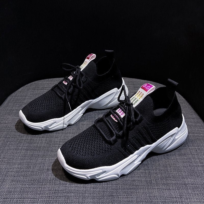2021 New Fashion Yellow Sneakers Women Shoes Korean Breathable Mesh Platform Casual Shoes White Lace Up Women's Neon Sneakers