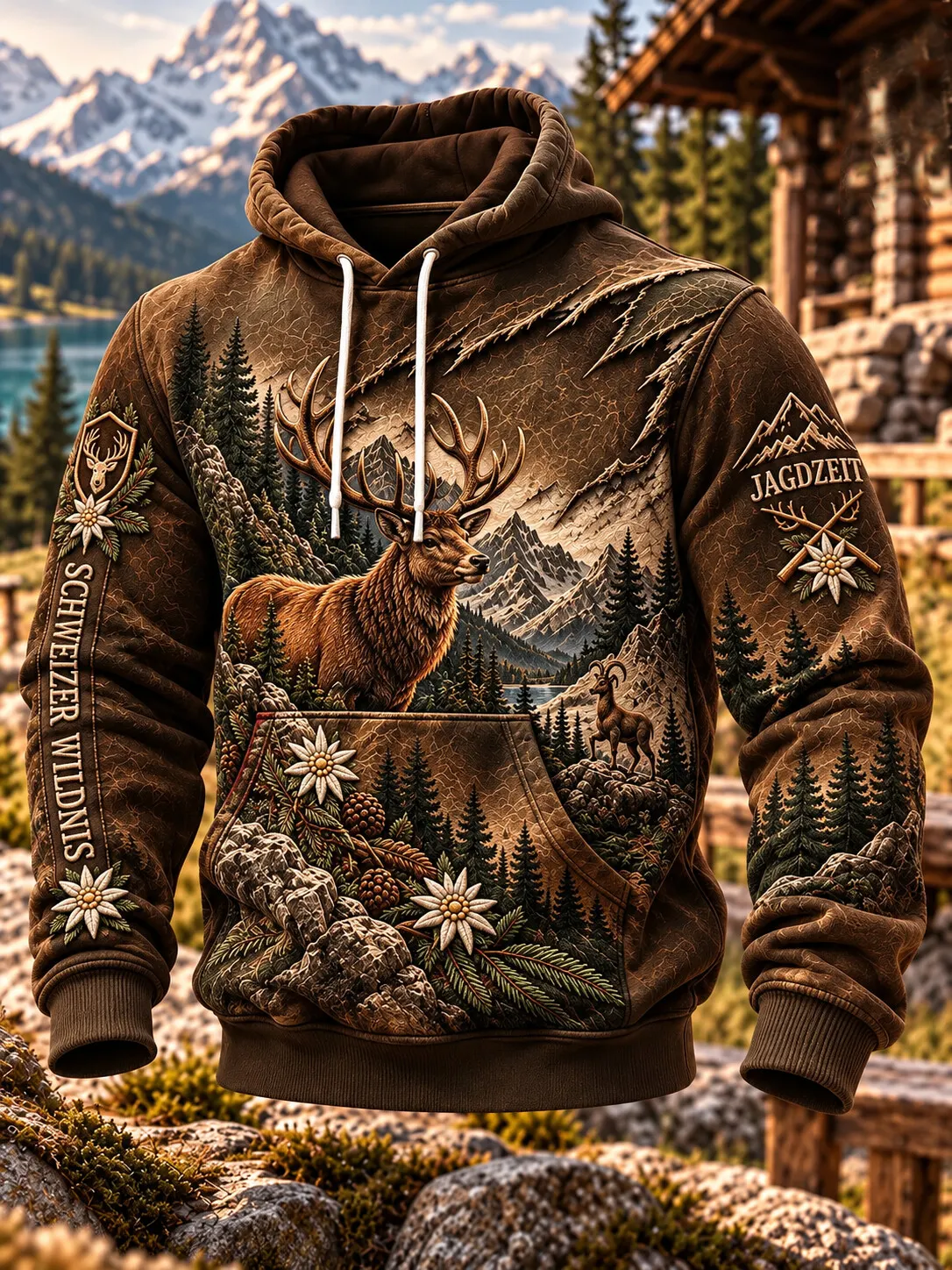 Men's Hunting Season Wildlife Nature Scenery Print Hoodie