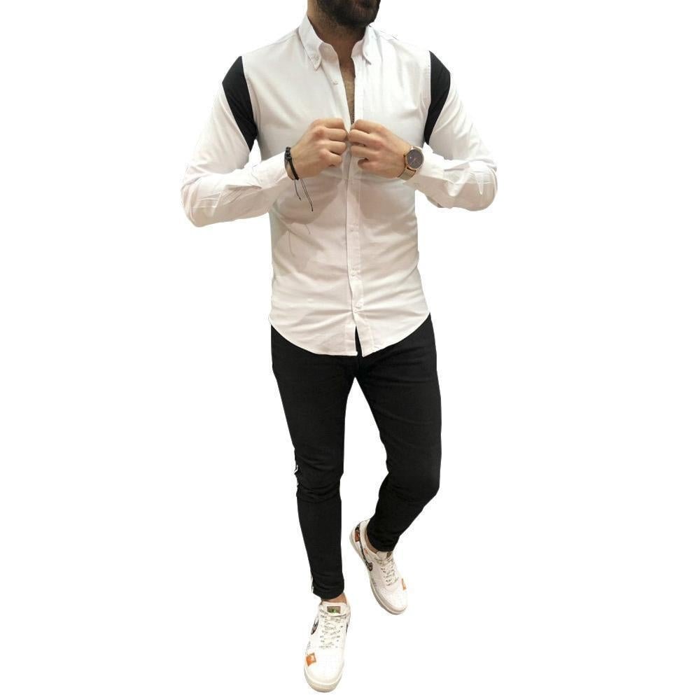 Fashion Plug-in Color Matching Men's Long Sleeve Shirt | EGEMISS