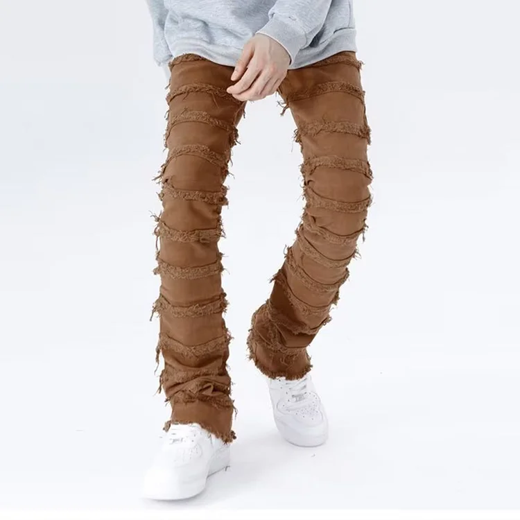 Men's Black Stacked Jeans Ripped Jeans