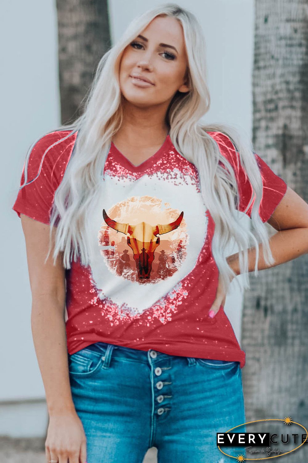 Red Animal Bleached T-shirt
