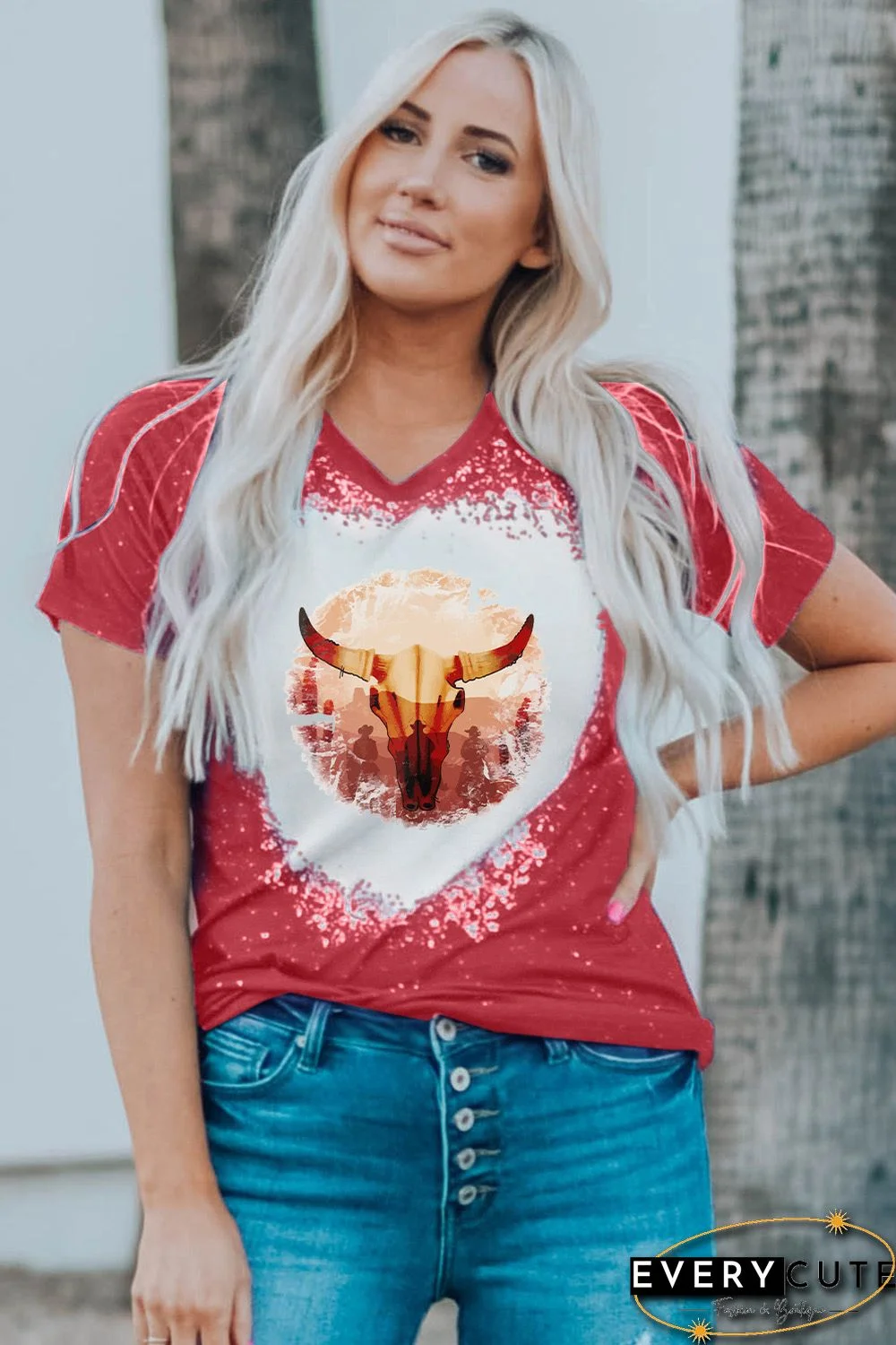 Red Animal Bleached T-shirt