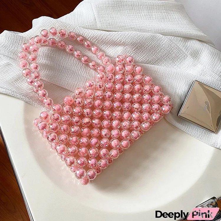 Women DIY Casual Handmade Acrylic Colorful Laser Beading Handle Bag