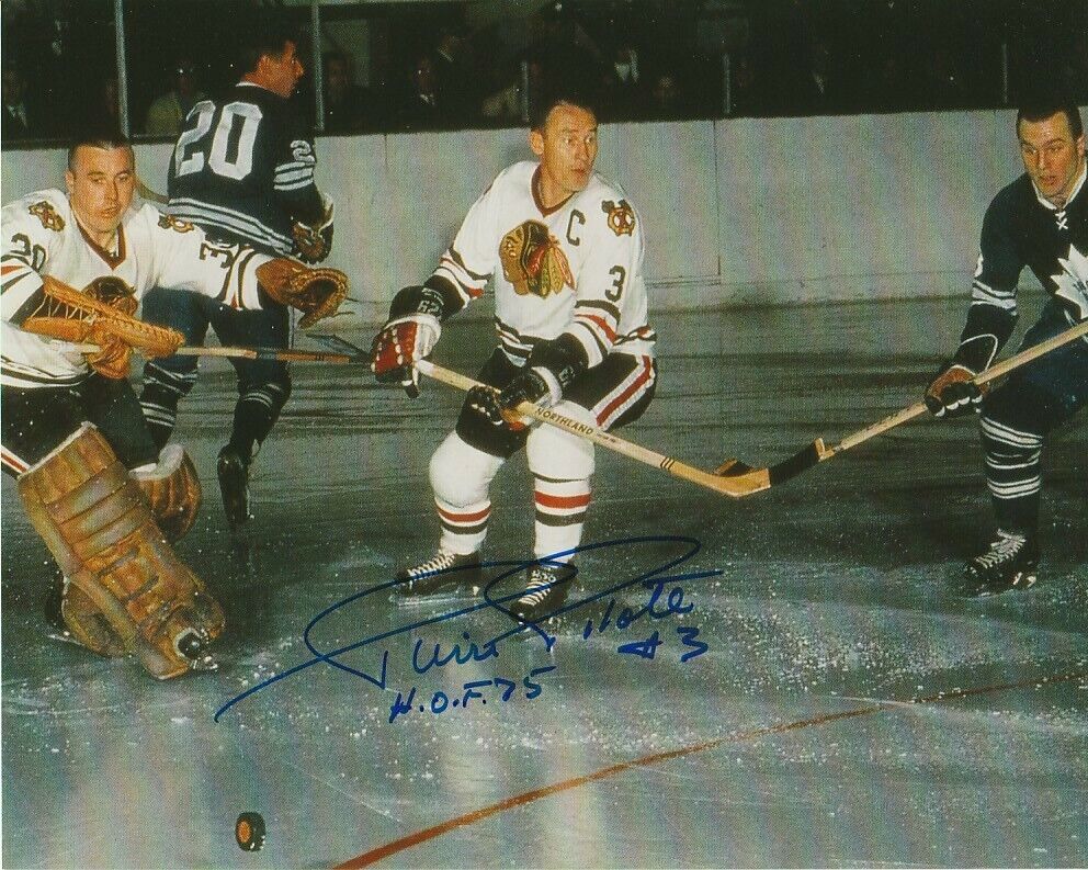 HOCKEY HALL OF FAME PIERRE PILOTE SIGNED CHICAGO BLACKHAWKS 8x10 Photo Poster painting #2 PROOF!