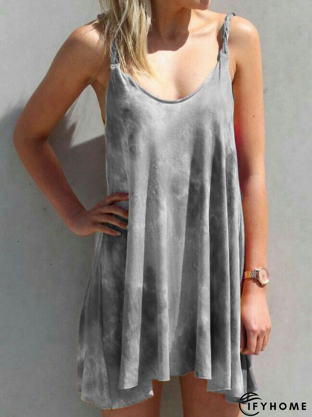 Casual Deep V-Neck Sleeveless Tie dye Dress | IFYHOME