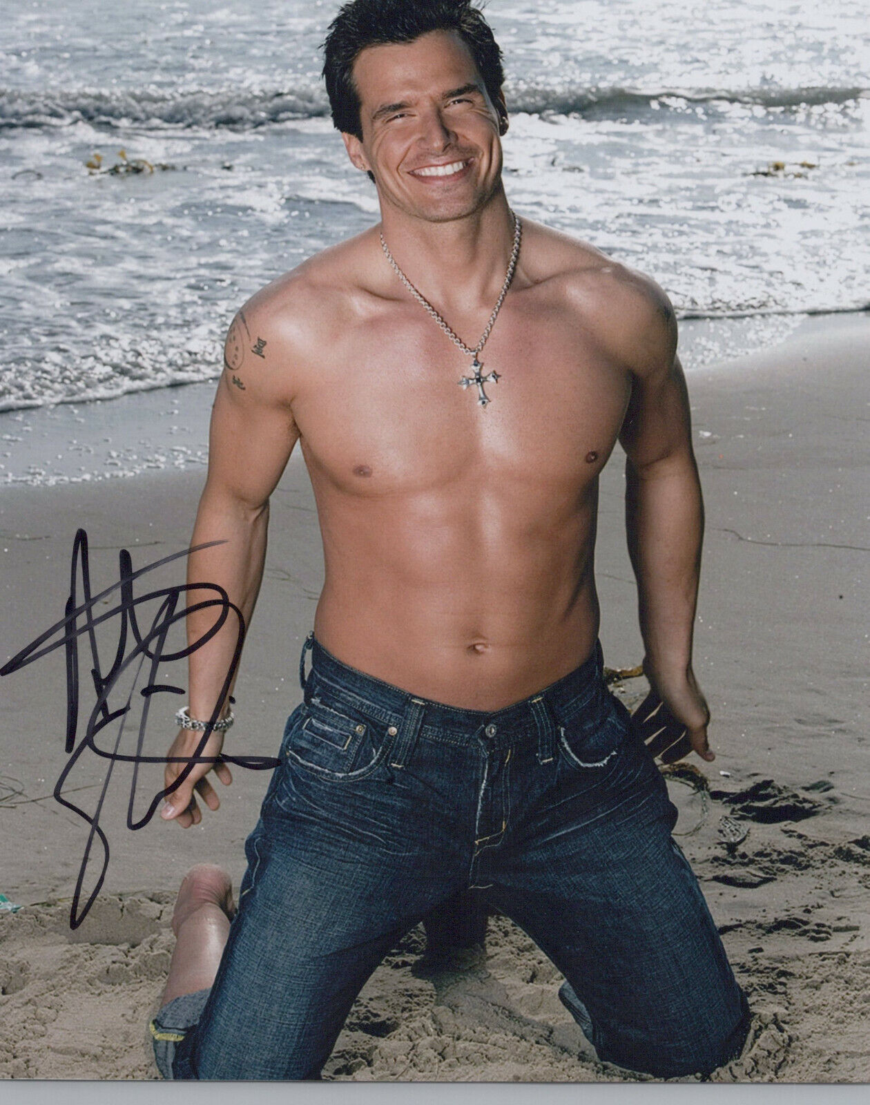 Antonio Sabato Jr. signed shirtless 8x10 Photo Poster painting in-person