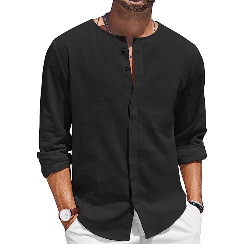 menweary Men'S Vintage Casual Linen Blend Shirt