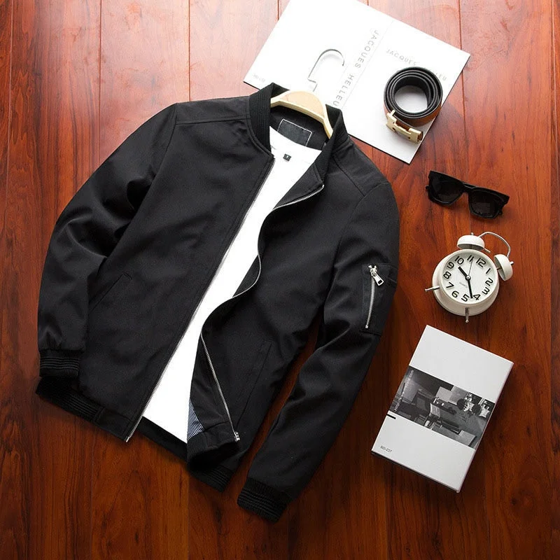 Spring New Men's Bomber Zipper Jacket Male Casual Streetwear Hip Hop Slim Fit Pilot Coat Men Clothing Plus 4XL MWJ146