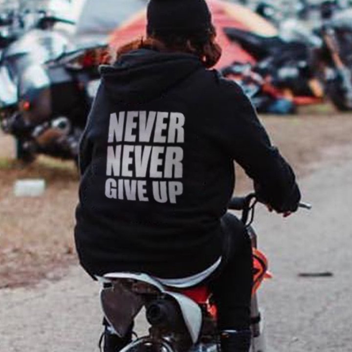 Never never give up Printed Women's Casual Hoodie - Krazyskull