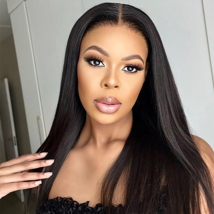 Pre Plucked Natural Hairline 100% Straight Human Virgin Hair Lace Front Wigs