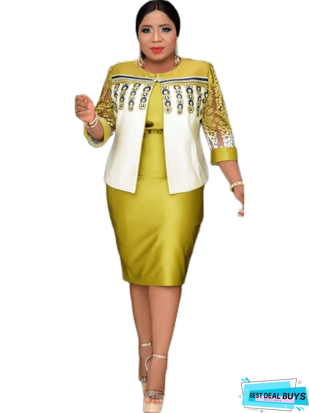 Two Piece Printed Cardigan & Midi Dresses