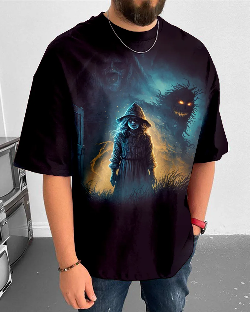 Suitmens Men's Halloween Horror Art Short Sleeve T-Shirt 049