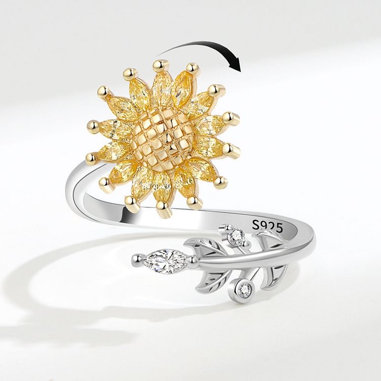 Rotating Sunflower Anxiety Relief Ring