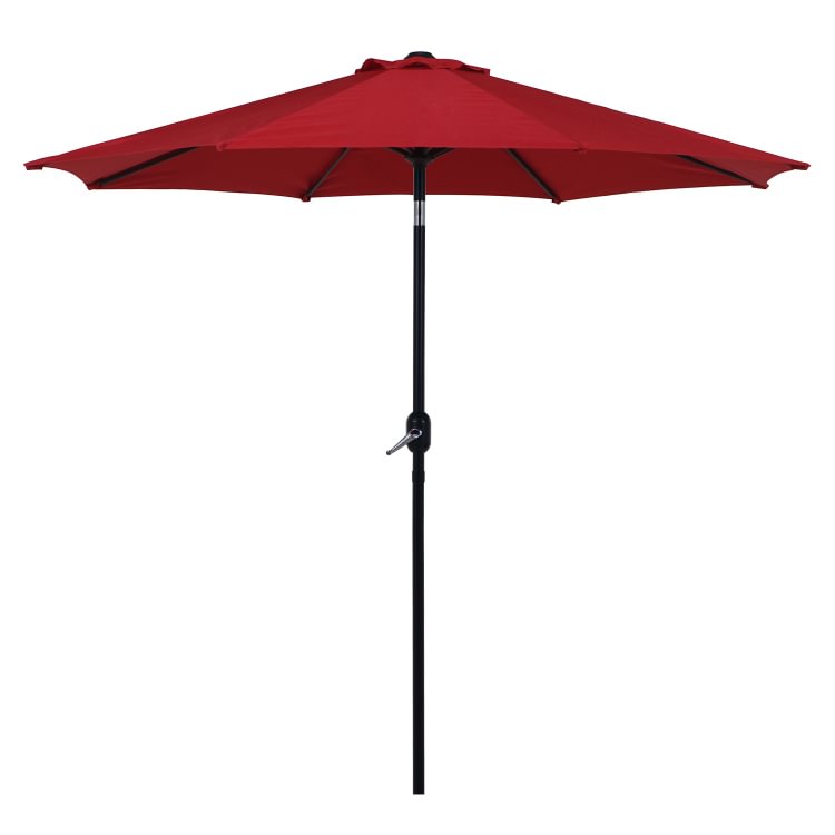 9 FT Patio Umbrella with Auto Crank and Push Button Tilt (Red)