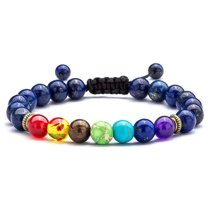 Hot Selling Seven- Energy Bracelet Lapis Lazuli Tiger Eye Woven Yoga Wheel Bracelet Beaded Bracelet For Men