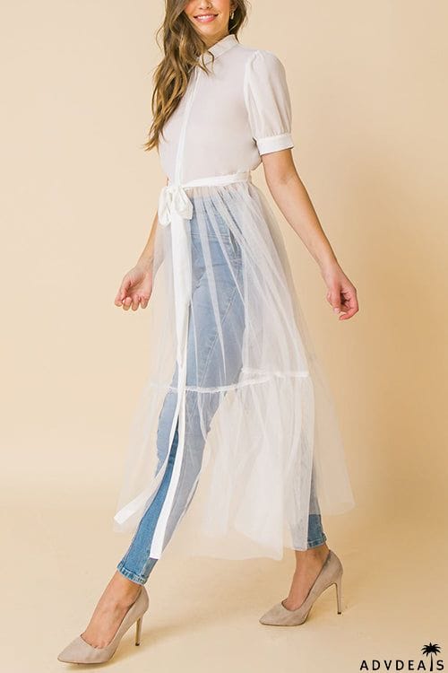 Showing Off A Little Shirt Cover Dress