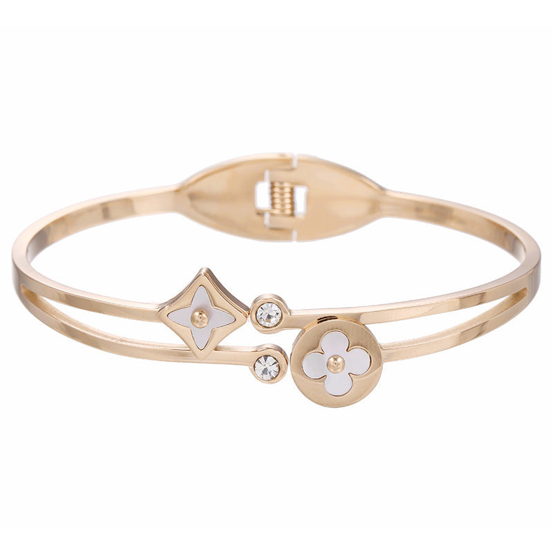 Natural Titanium Steel 18K Gold Plated Bangles