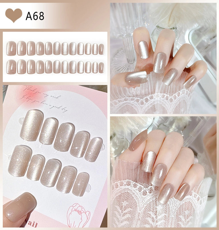 Cute Sweet Color Block Flower ABS Press-on Nails 1 Set
