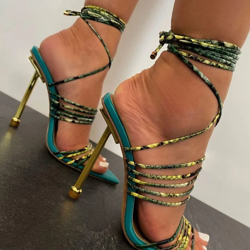 Ladies Sexy Party High Heel Sandals Open Toe Cross Strap Roman Shoes For Women