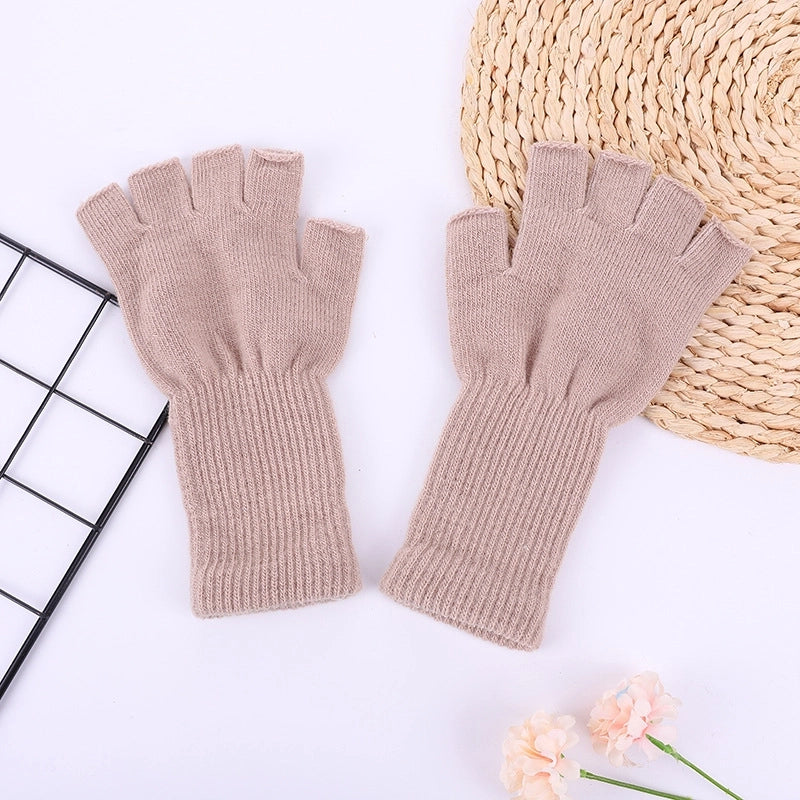 Winter Warm Half Finger Gloves Students Learn Open Finger Gloves Hot Long Half Gloves Factory Direct Sales