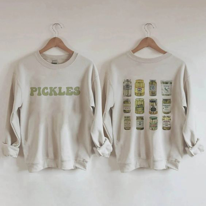 Comstylish Vintage Canned Pickles Printed Sweatshirt
