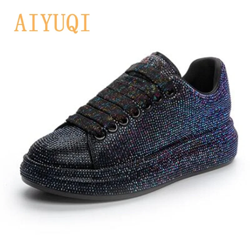Christmas Gift Women's Sneakers Flat Latest Thinestone Shiny Ladies Shoes Laces Casual Women's Vulcanized Shoes