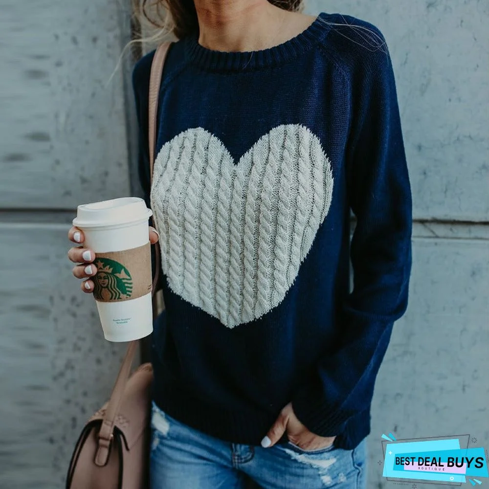 Fashion Turtleneck Love Sweater Woman