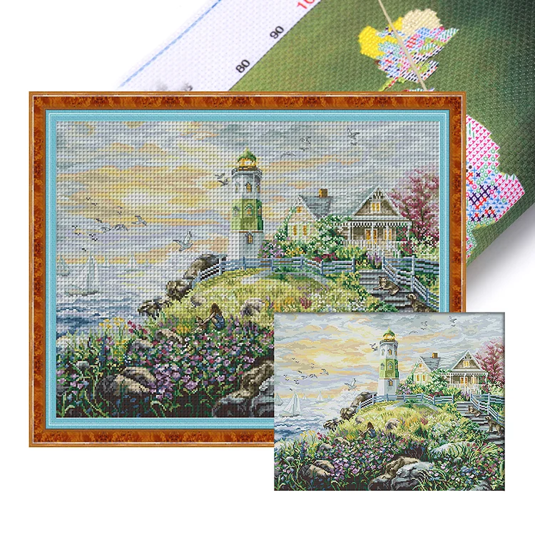 Joy Sunday Seaside Lighthouse 14CT Stamped/Counted Cross Stitch 57*46CM