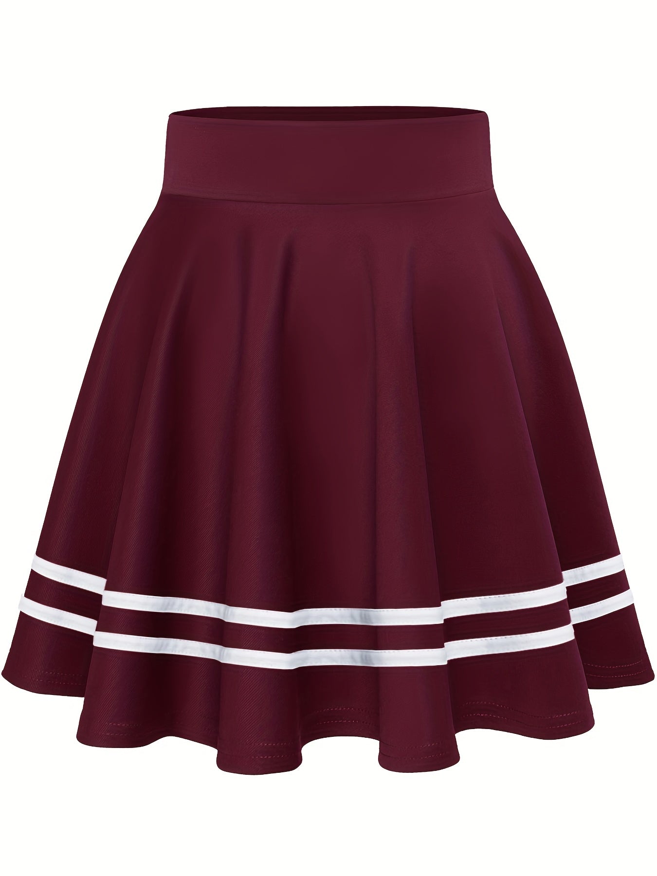 Striped A-Line Skater Skirt, Versatile High Waist Skirt For Spring & Summer, Women's Clothing