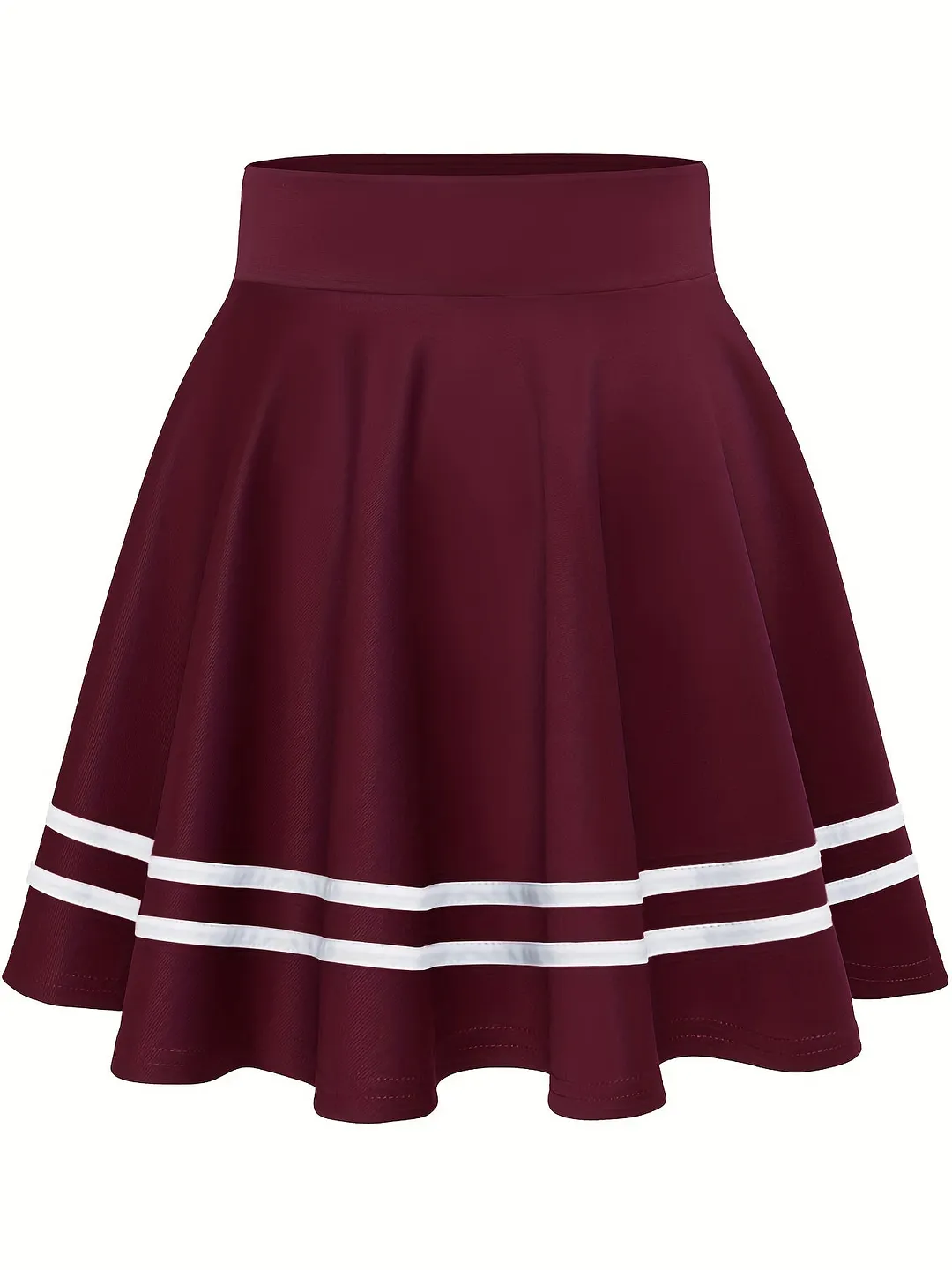 Striped A-Line Skater Skirt, Versatile High Waist Skirt For Spring & Summer, Women's Clothing
