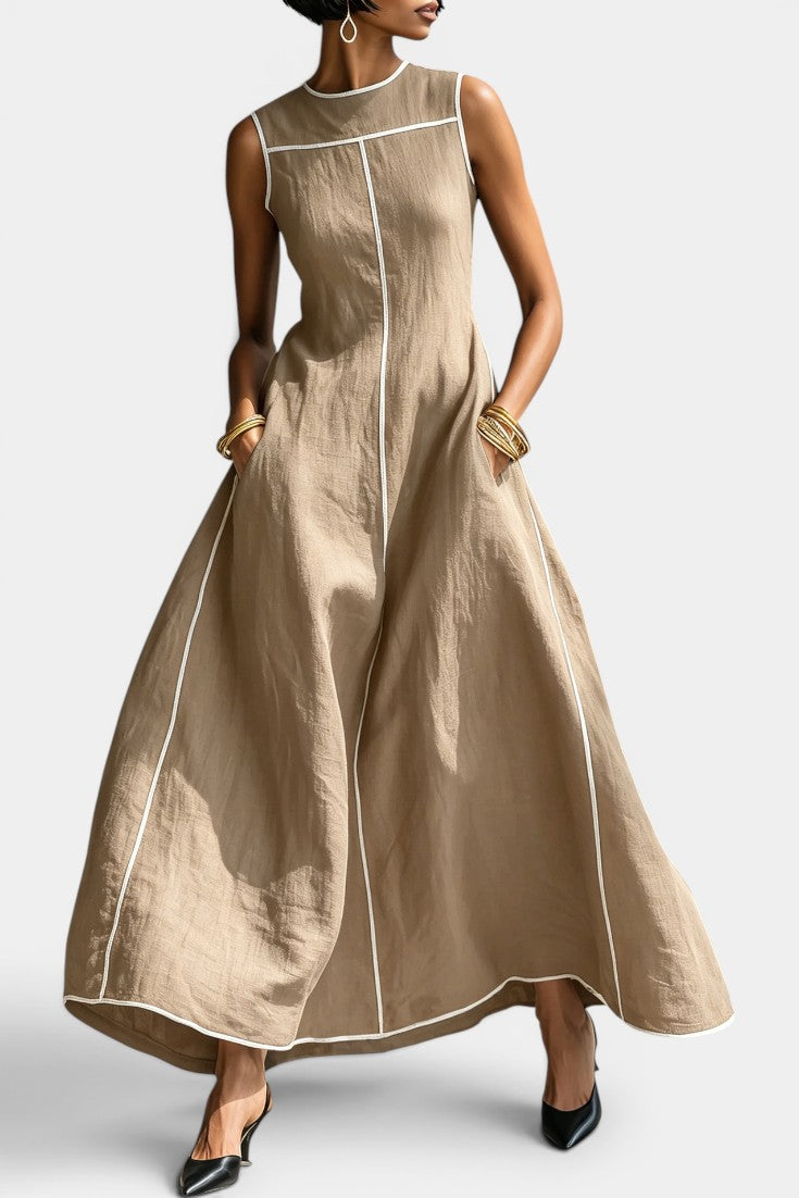 Structured A-Line Maxi with Contrast Stitching