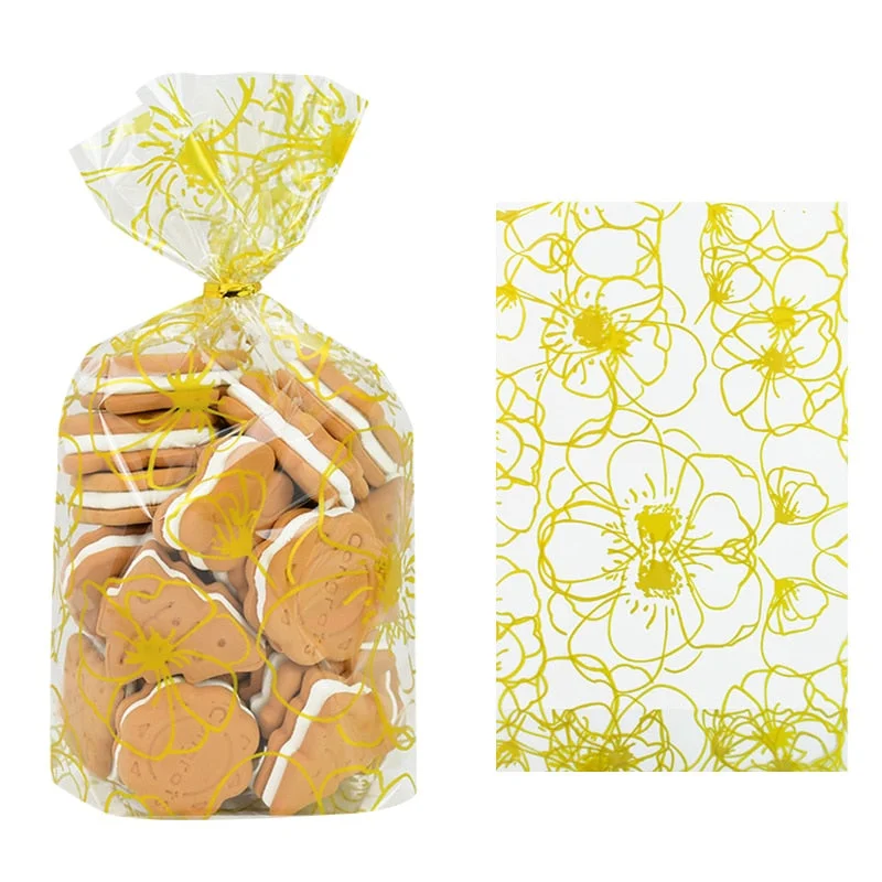 50Pcs Plastic Candy Bag Biscuit Cookie Packing Bags Christmas Gift Birthday Party Decoration Supplies Wedding Favors Baby Shower