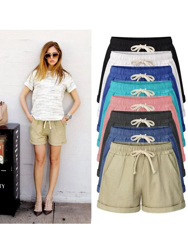 casual summer soft lace-up ladies shorts
