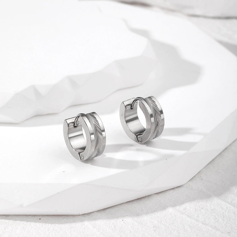 1 Pair Minimalist Color Block Inlay 201 Stainless Steel Zircon Earrings