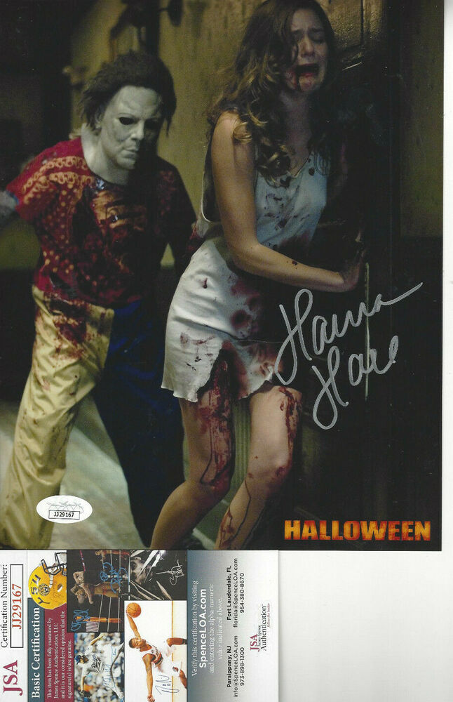 HALLOWEEN actress  HANNA HALL 8x10 autographed being chased Photo Poster painting JSA Certified