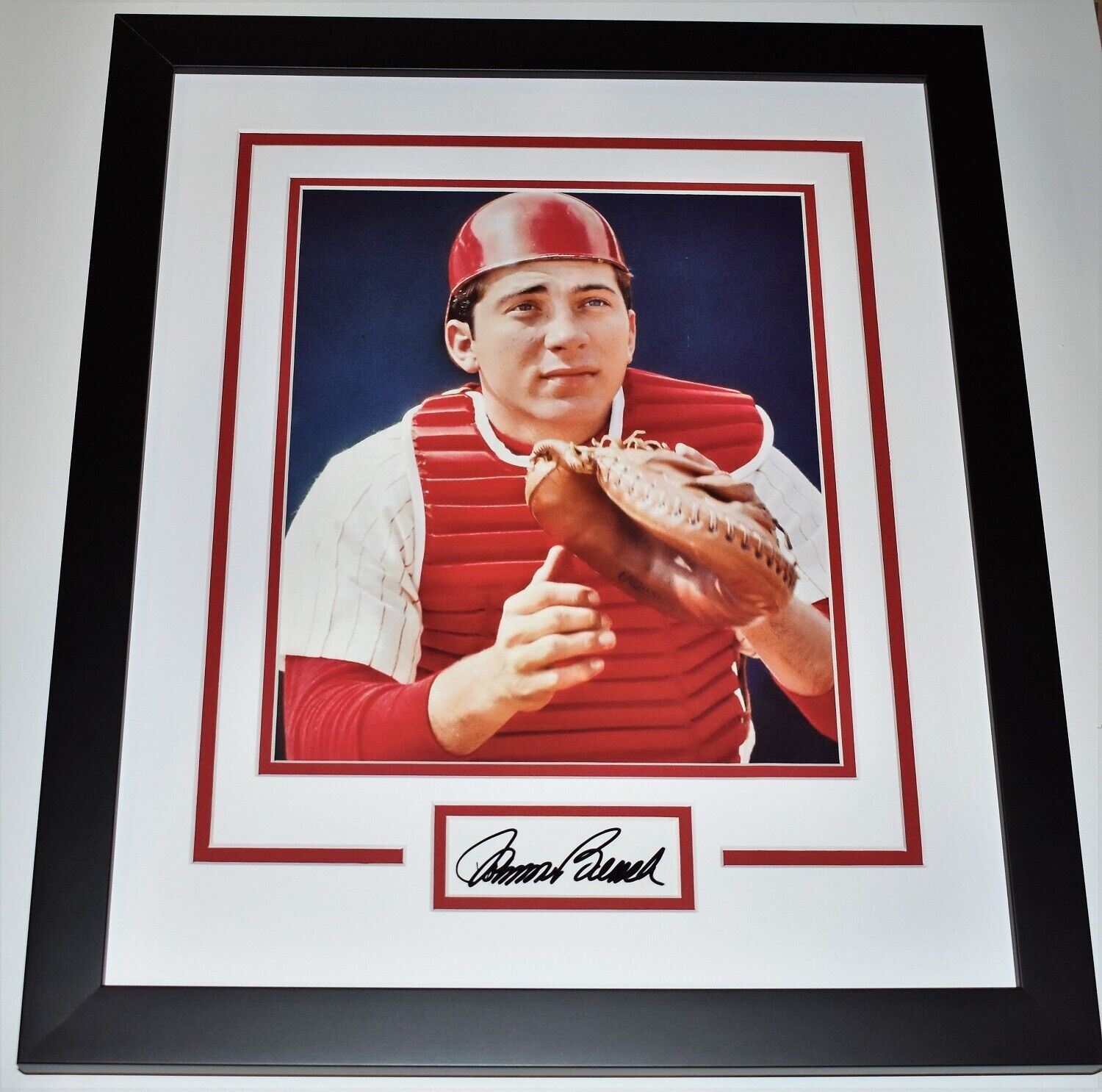 Johnny Bench Signed - Autographed Cut Matted with Reds Photo Poster painting FRAMED + JSA COA