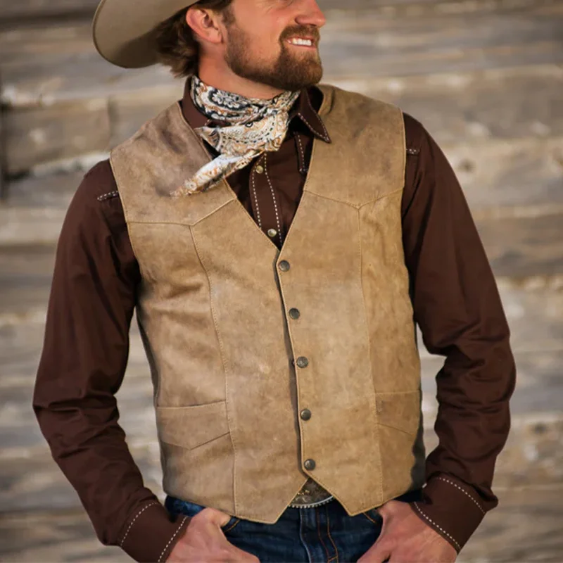 Classic Lightweight Leather Snap Front Vest