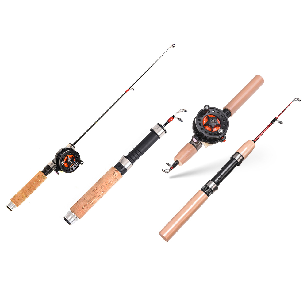 

Winter Ice Fishing Rod Reel Combo Wood Handle Pole Wheel Fishing Tackles, Imitation wood eva+4b wheels, 501 Original