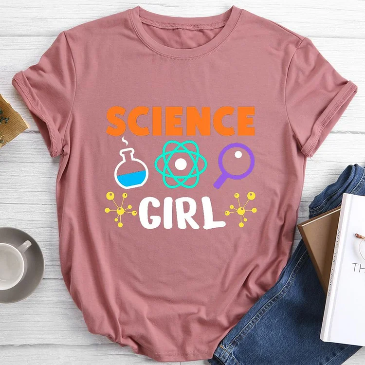 Science Girl Round Neck T-shirt