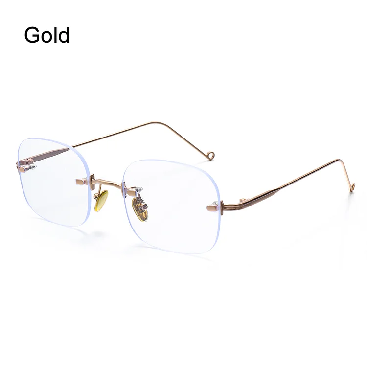 Gold Silver Square Glasses Metal Clear Eyeglasses Frameless  Eyewear Zero Diopter Glasses Transparent