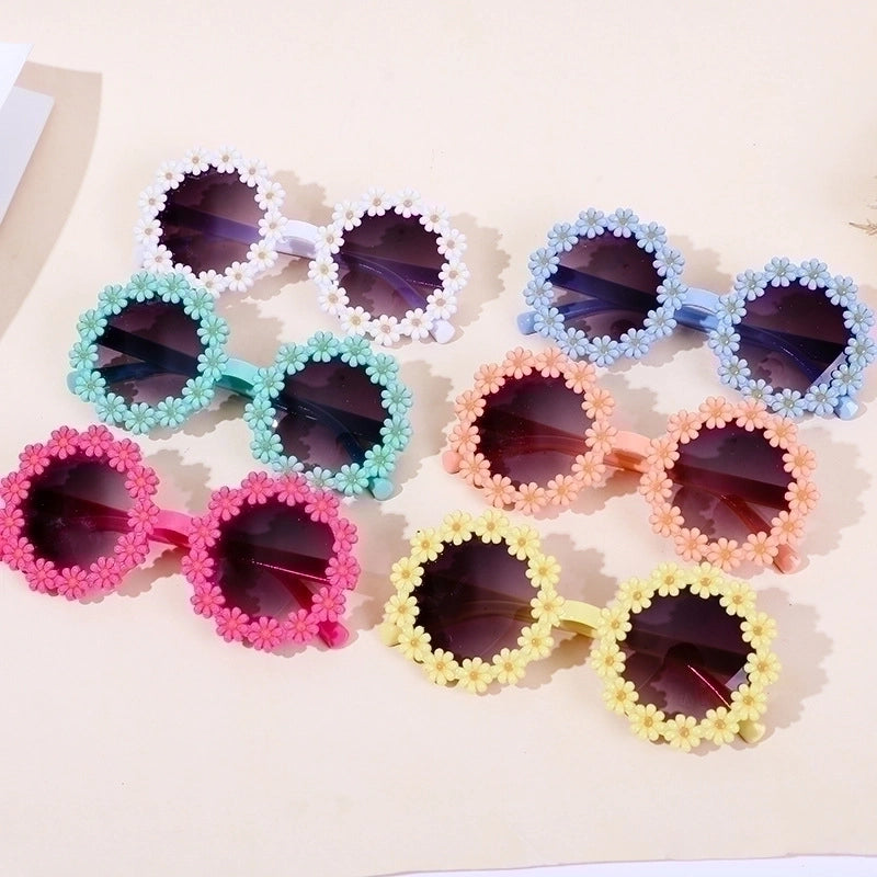 Vacation Flower Ac Round Frame Full Frame Kids Sunglasses