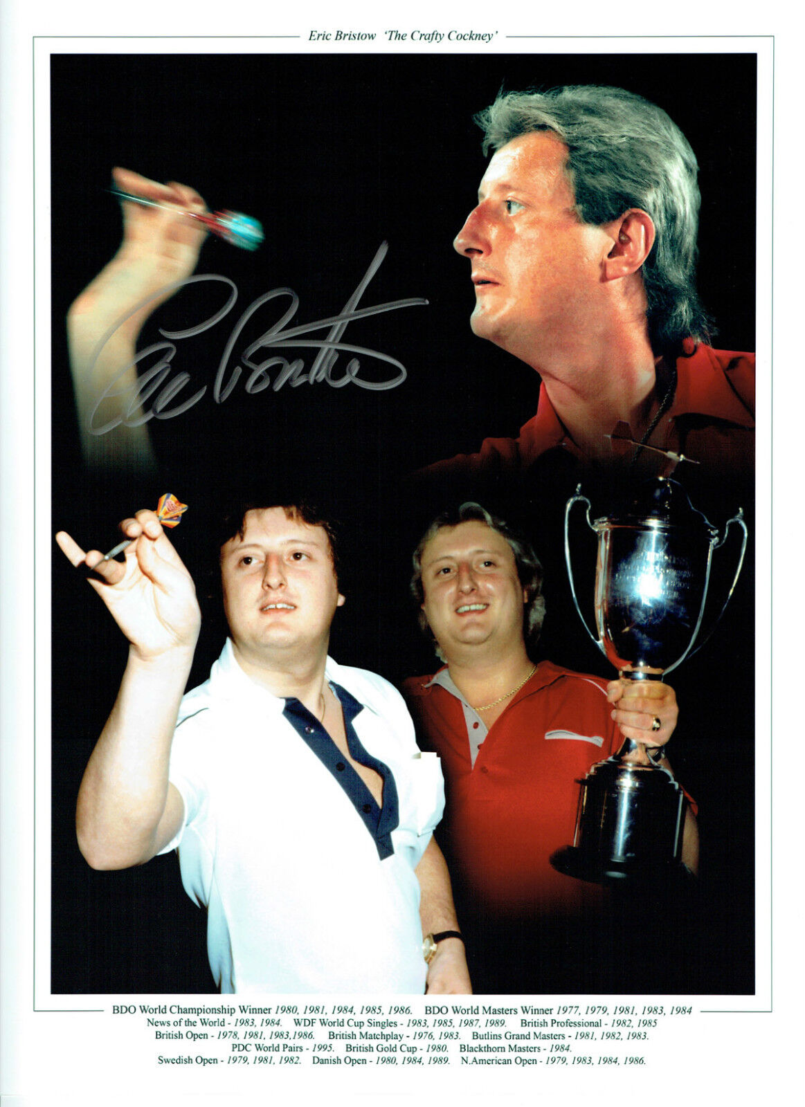 Eric BRISTOW Crafty Cockney Signed Autograph Darts 16x12 Photo Poster painting RARE AFTAL RD COA