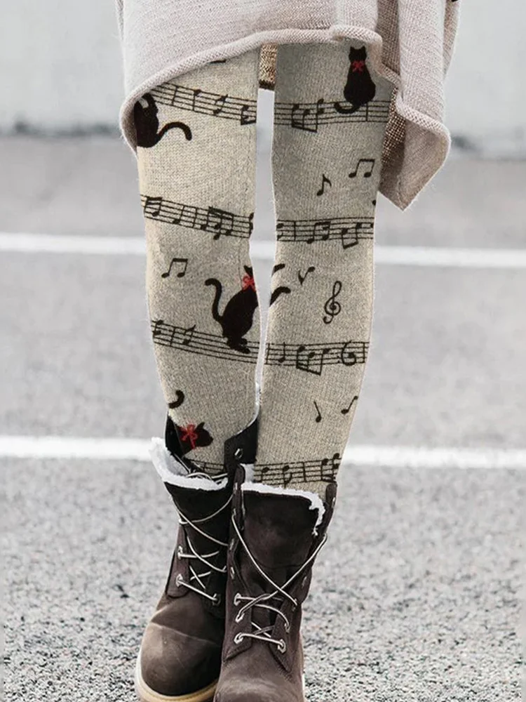 Cats On Sheet Music Print Leggings