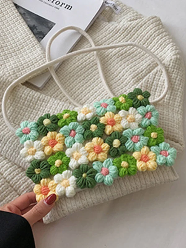 Flower Print Knitted Flower Bags Crossbody Bags