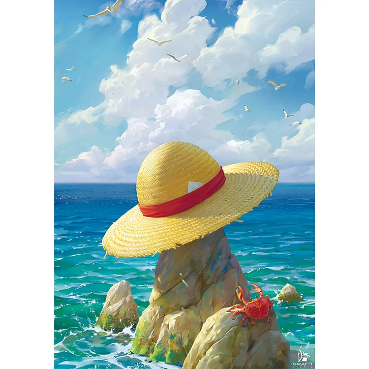 Beach Straw Hat Crab 40*50CM(Canvas) Full Round Drill Diamond Painting gbfke